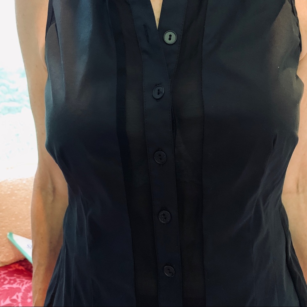 Nanette Lepore black button blouse w/ sheer panels